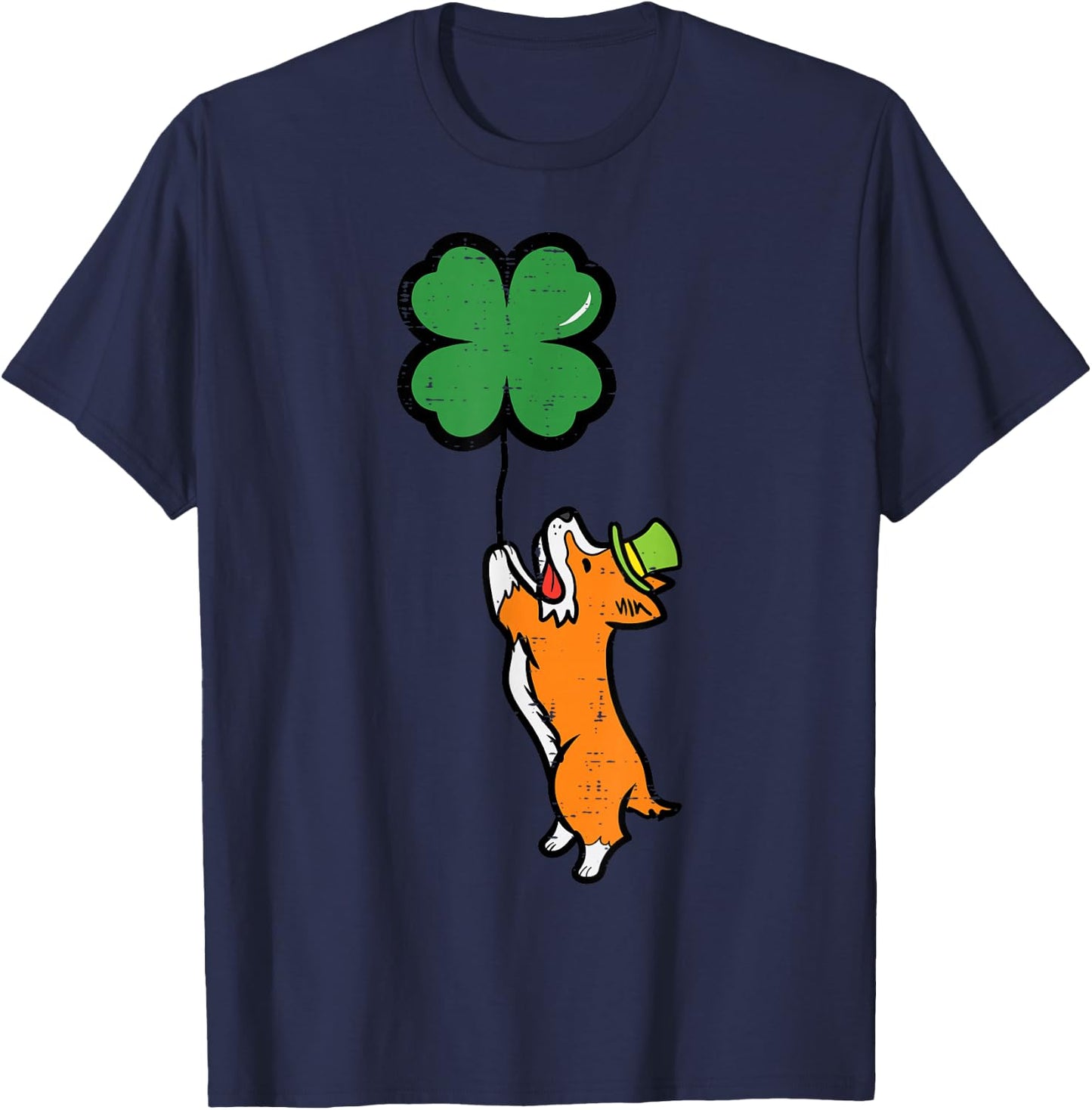 St Patricks Day Dog Corgi Clover Saint Pattys Men Women Kids T-Shirt - T-Shirt | Navy