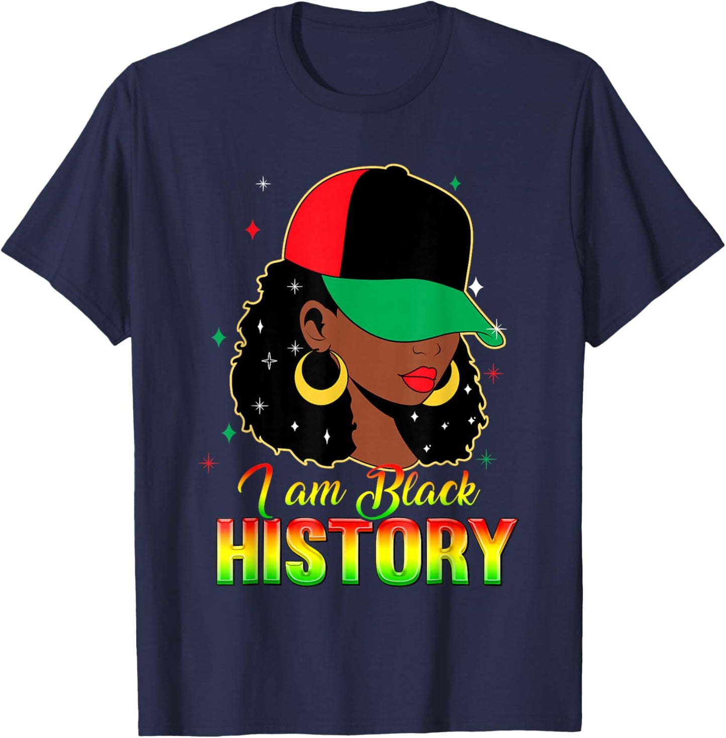 I Am Black History Month Loc'd Girl Black Women Celebration T-Shirt - T-Shirt | Navy
