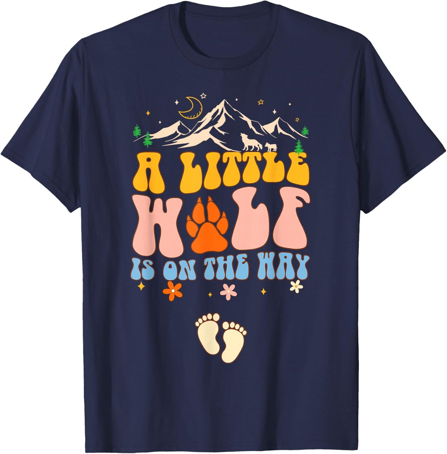 Pregnancy Announcement Mommy Little A Wolf Is On The Way T-Shirt - T-Shirt | Navy