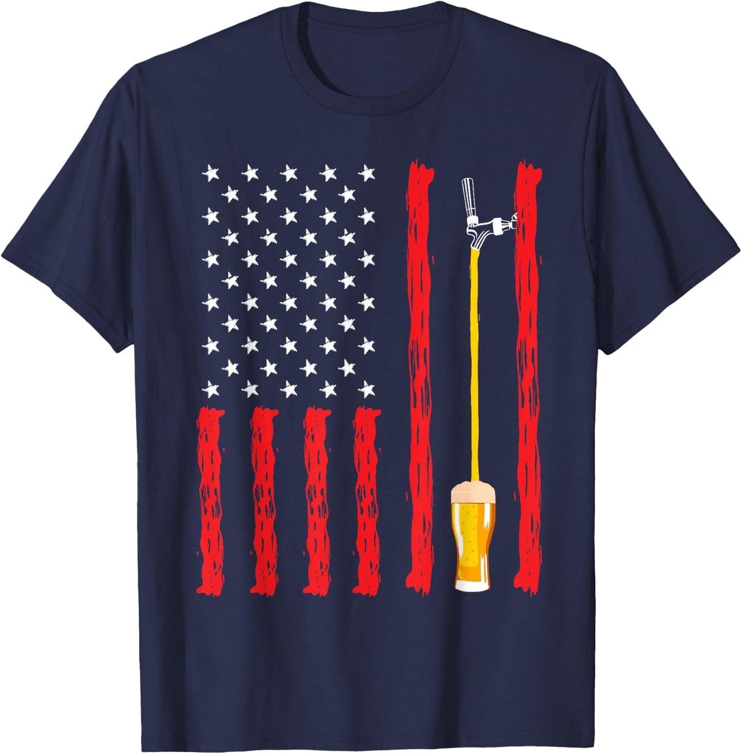 American Flag Craft Beer Brewery Design T-Shirt - T-Shirt | Navy
