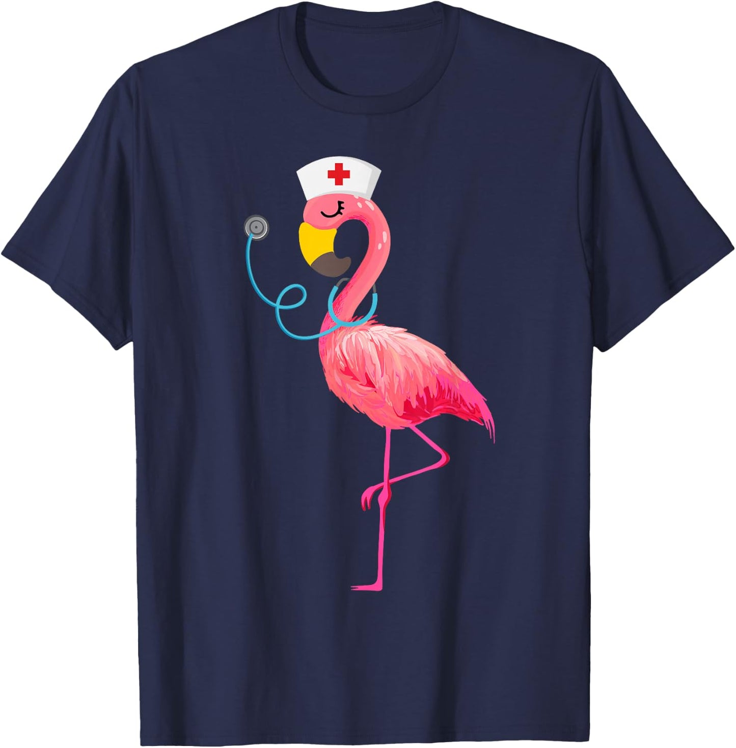Nurse Flamingo Funny Flamingo Lover Nursing T-Shirt - T-Shirt | Navy