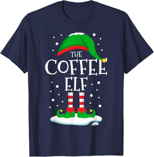 The Coffee Elf Christmas Family Matching Xmas Group Funny T-Shirt - T-Shirt | Navy