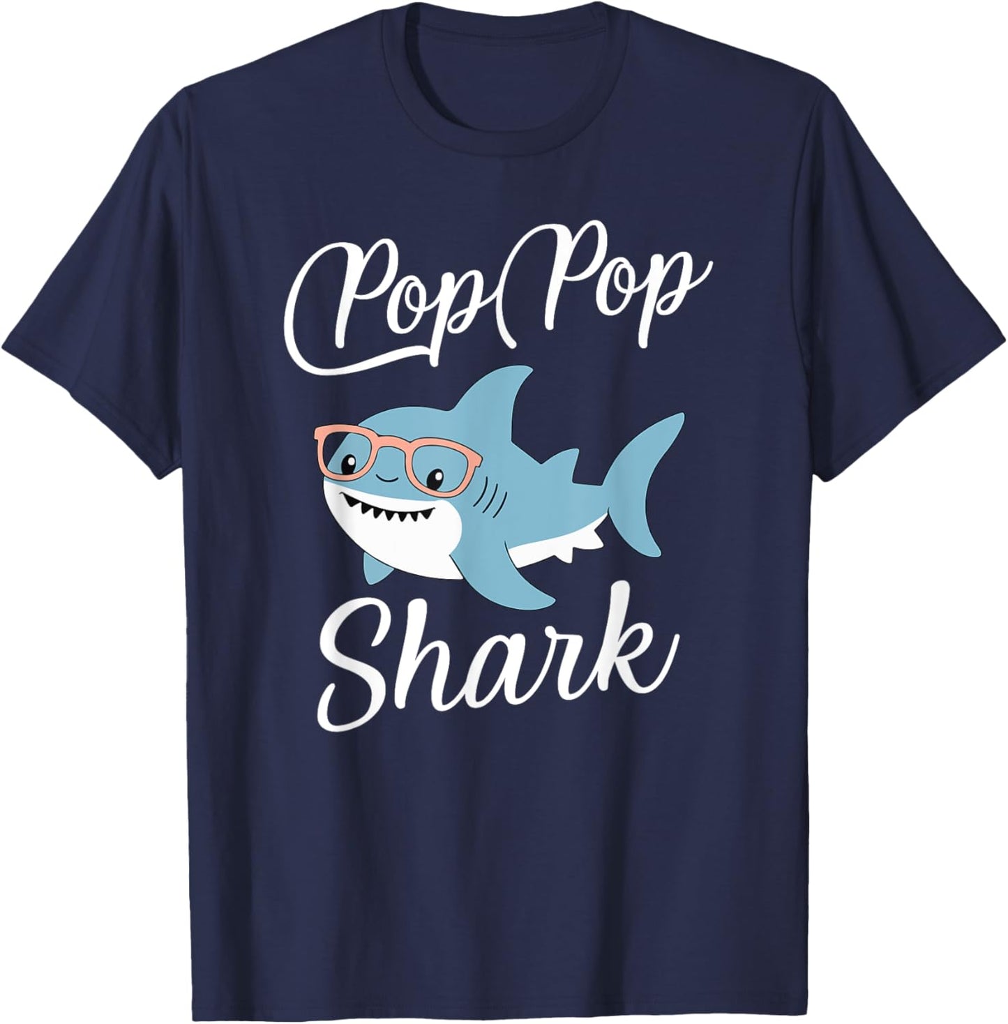 Pop-Pop Shark Funny Matching Family Grandpa PopPop T-Shirt - T-Shirt | Navy