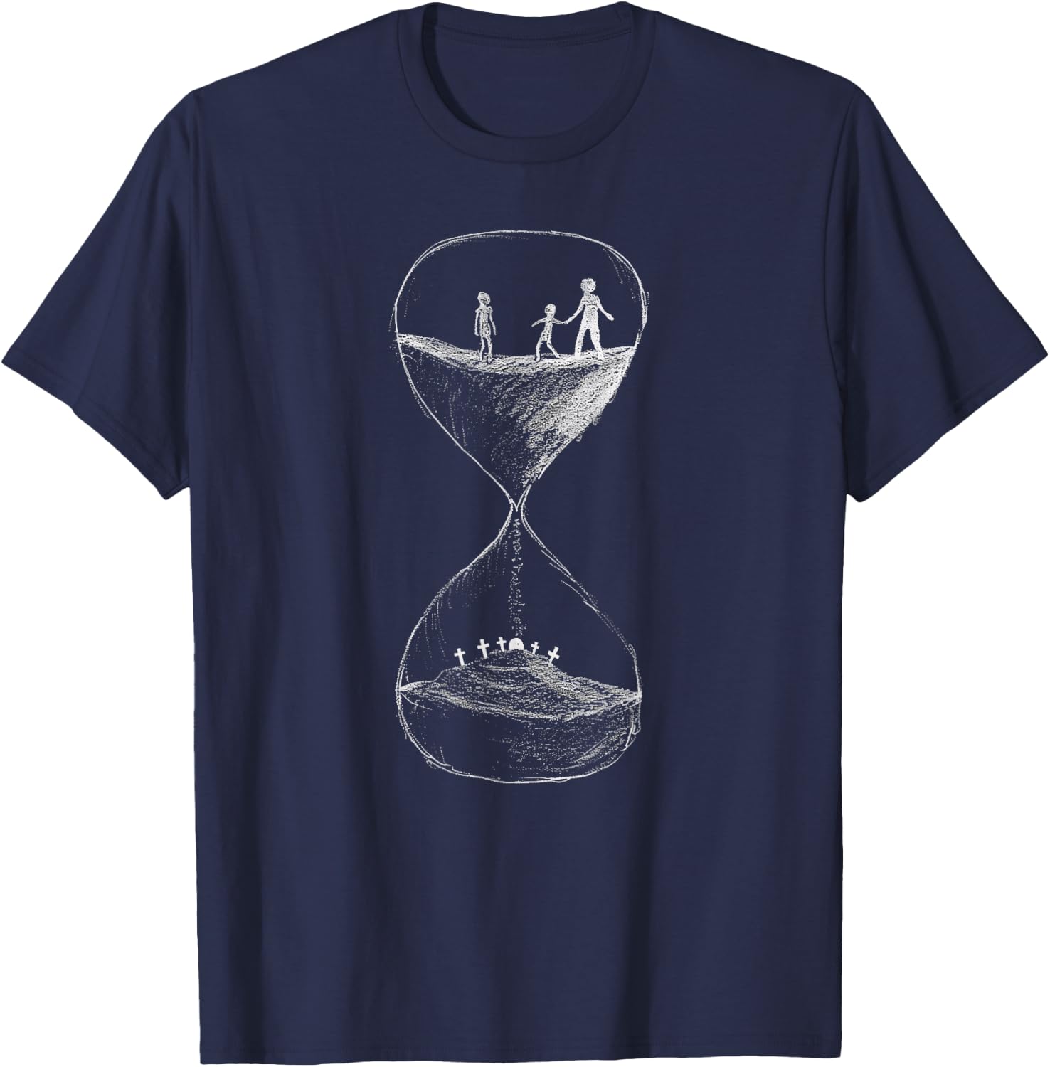 Time Hourglass Life Death Cycle Cemetery Alt Goth Aesthetic T-Shirt - T-Shirt | Navy