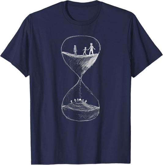 Time Hourglass Life Death Cycle Cemetery Alt Goth Aesthetic T-Shirt - T-Shirt | Navy