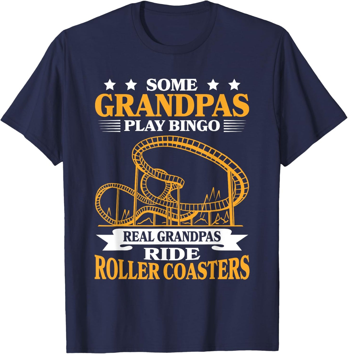 Grandfather Theme Park Amusement Park Grandpa Roller Coaster T-Shirt - T-Shirt | Navy