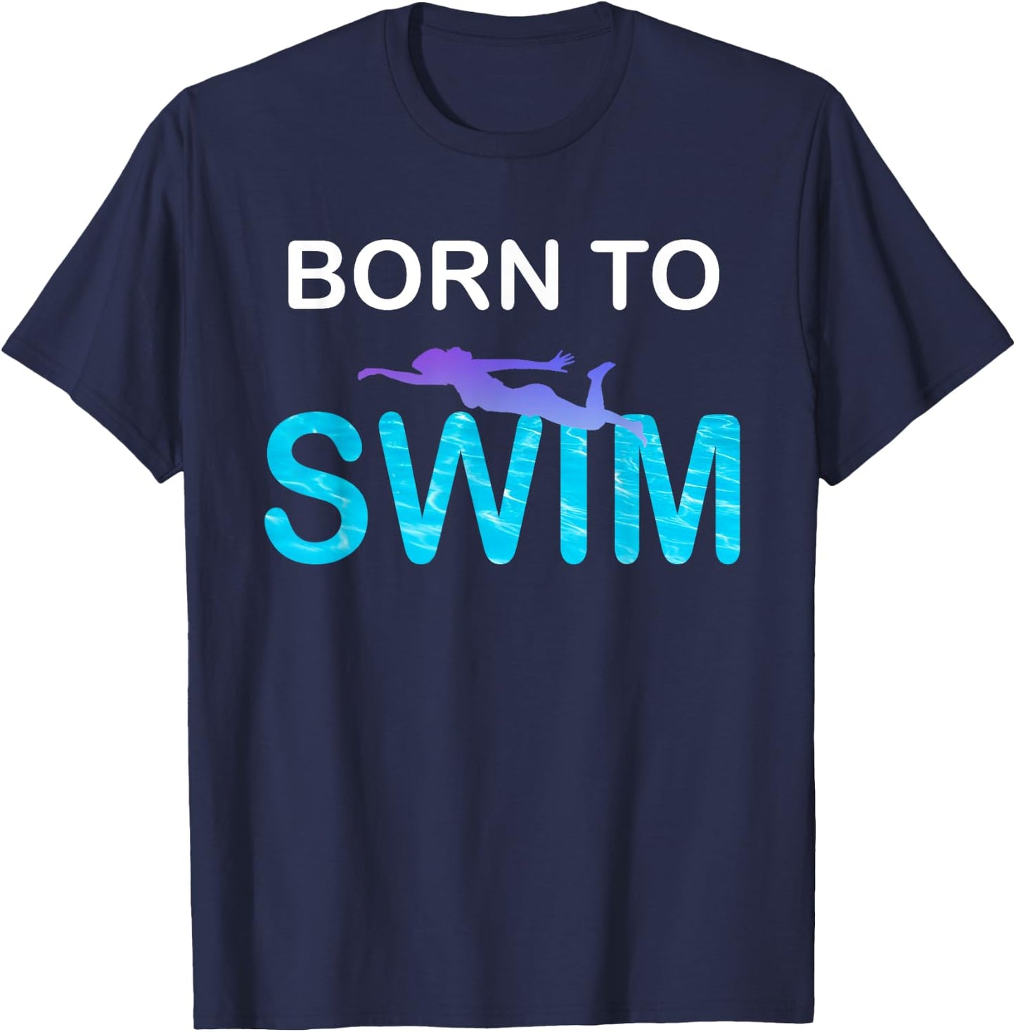 Girls Born to Swim Purple Ombre Freestyle Swimmers Swim Meet T-Shirt - T-Shirt | Navy
