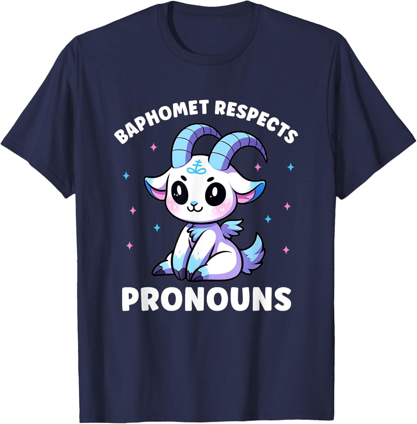 Transgender Baphomet Respects Pronouns Trans Pride T-Shirt - T-Shirt | Navy