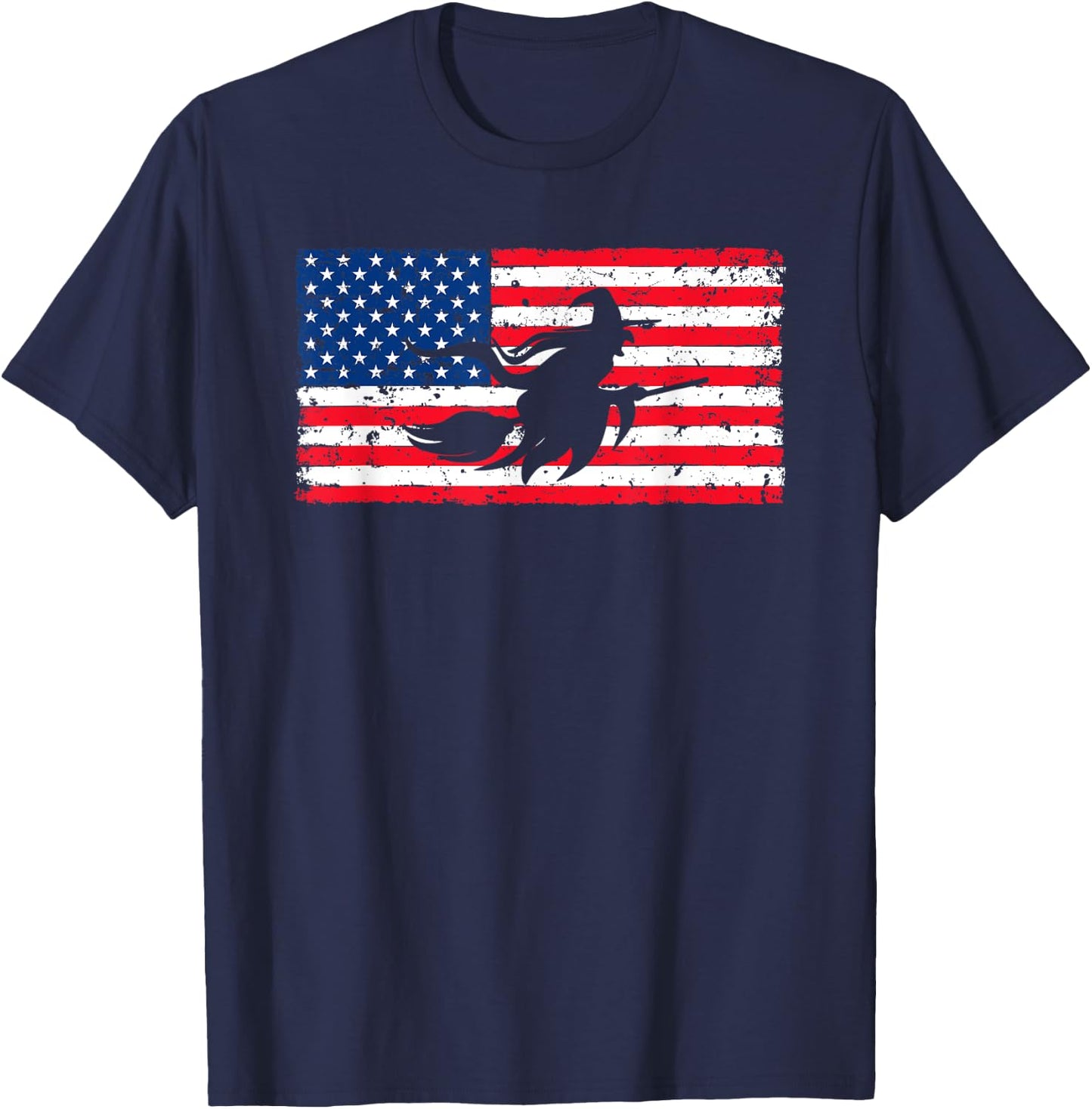 Witch American Flag July 4th USA Patriotic Halloween Kids Men T-Shirt - T-Shirt | Navy