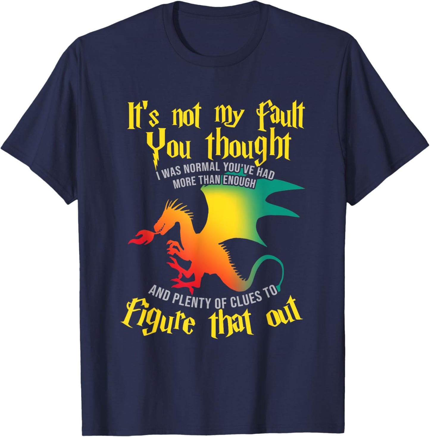 Dragon Shirt Men Myrhical Creature Fantasy Fire T-Shirt - T-Shirt | Navy
