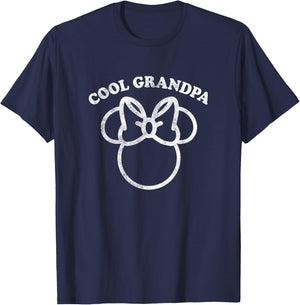 Disney Minnie Mouse Vintage Cool Grandpa Bow Outline Logo T-Shirt - T-Shirt | Navy