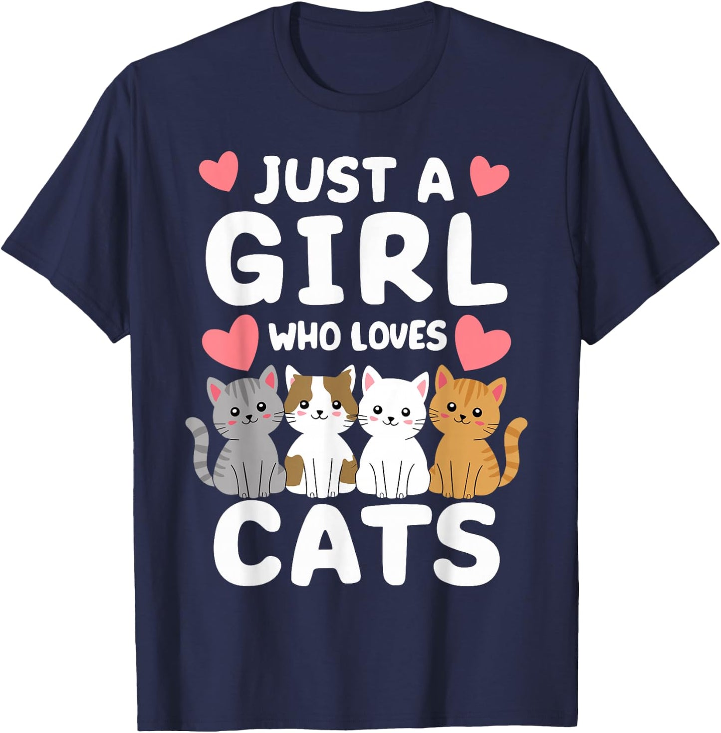 Cat Just A Girl Who Loves Cats T-Shirt - T-Shirt | Navy