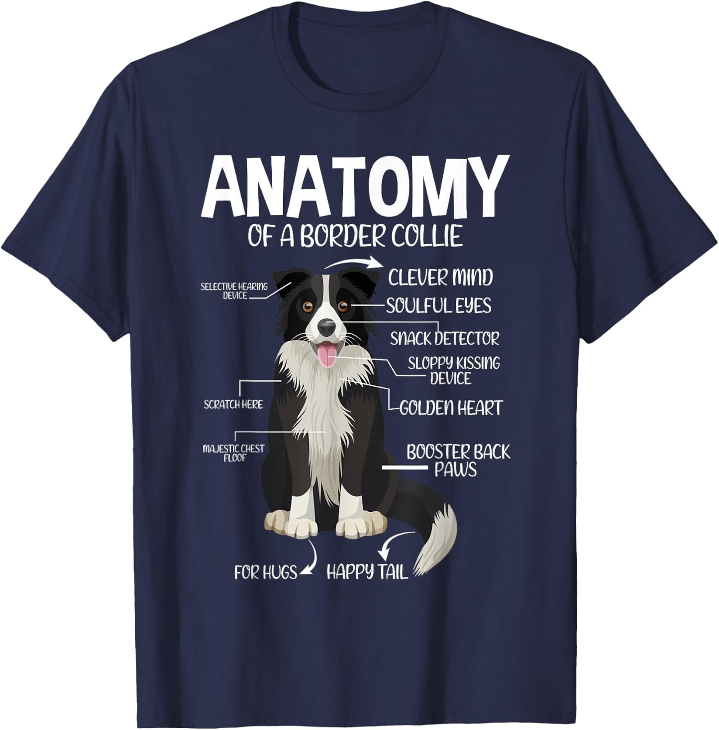 Funny Anatomy Border Collie Dog Lover T-Shirt - T-Shirt | Navy