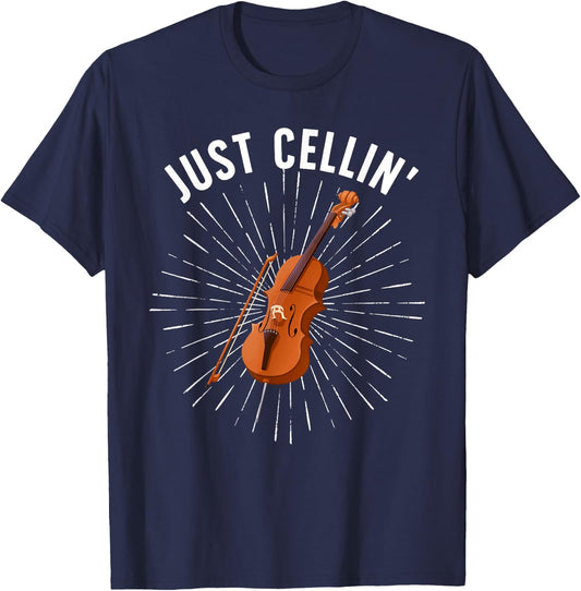 Funny Cello Women Musical Cello Player Just Cellin' T-Shirt - T-Shirt | Navy