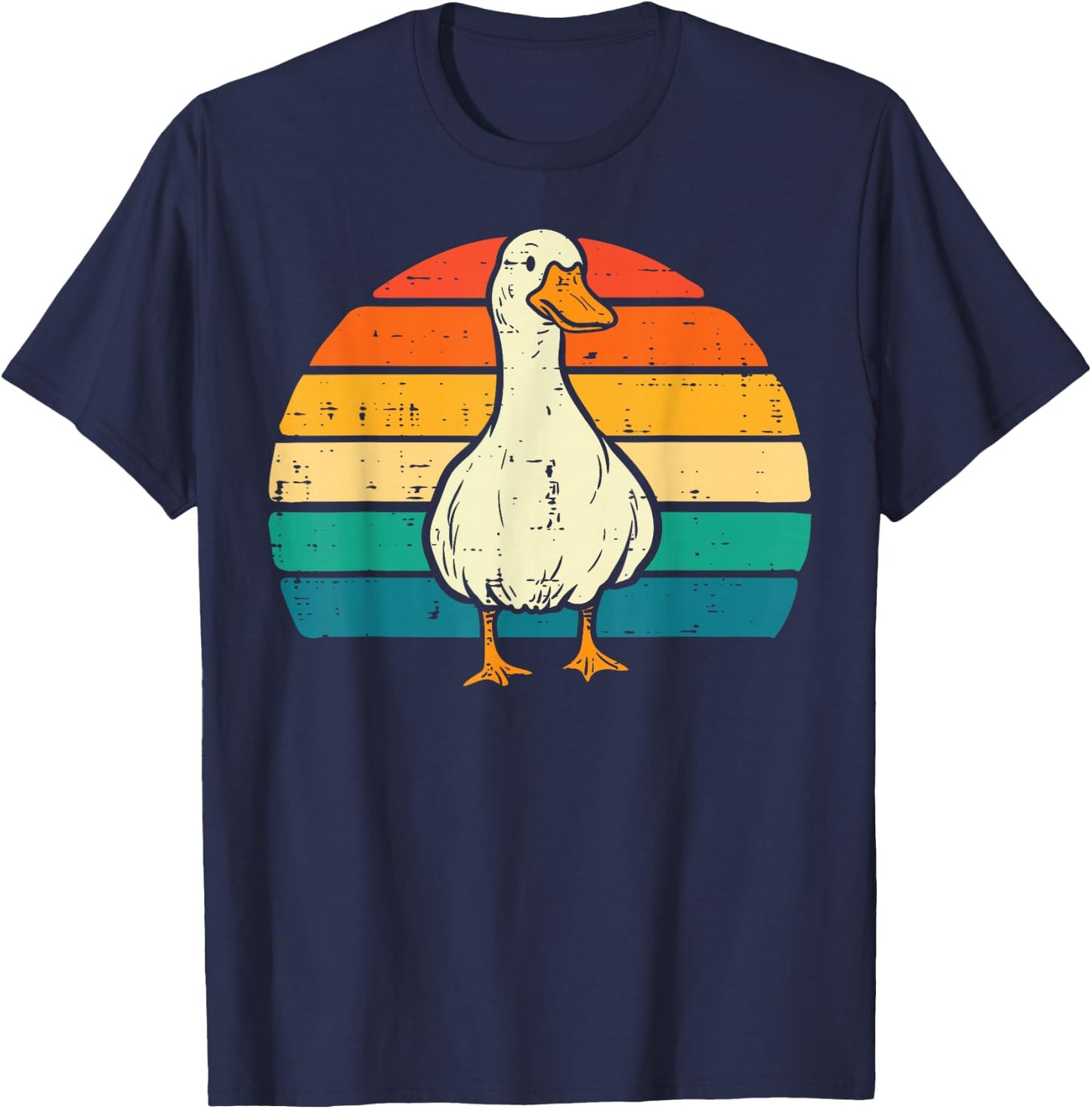 Duck Sunset Retro Goose Farm Animal Farmer Women Men Kids T-Shirt - T-Shirt | Navy