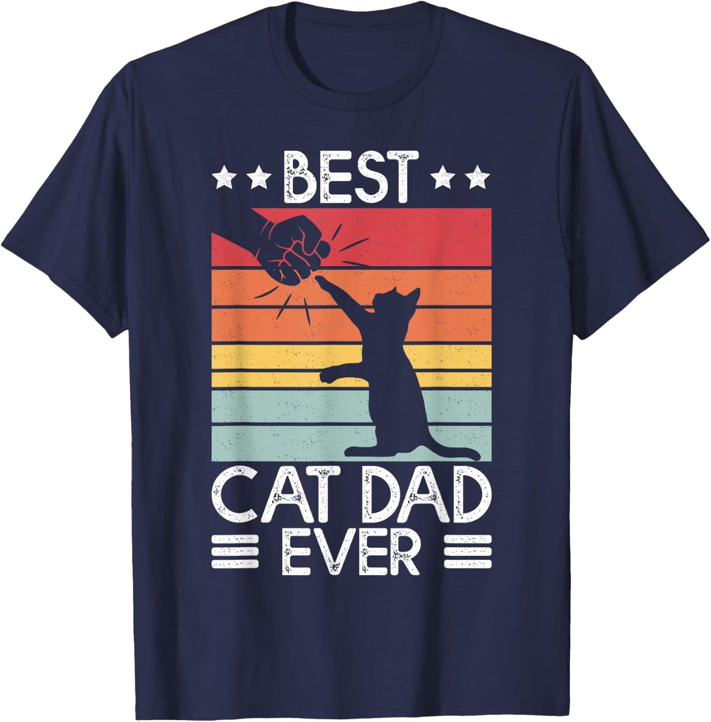 Cat Dad Shirt Best Cat Dad Ever Funny Dad T-Shirt - T-Shirt | Navy