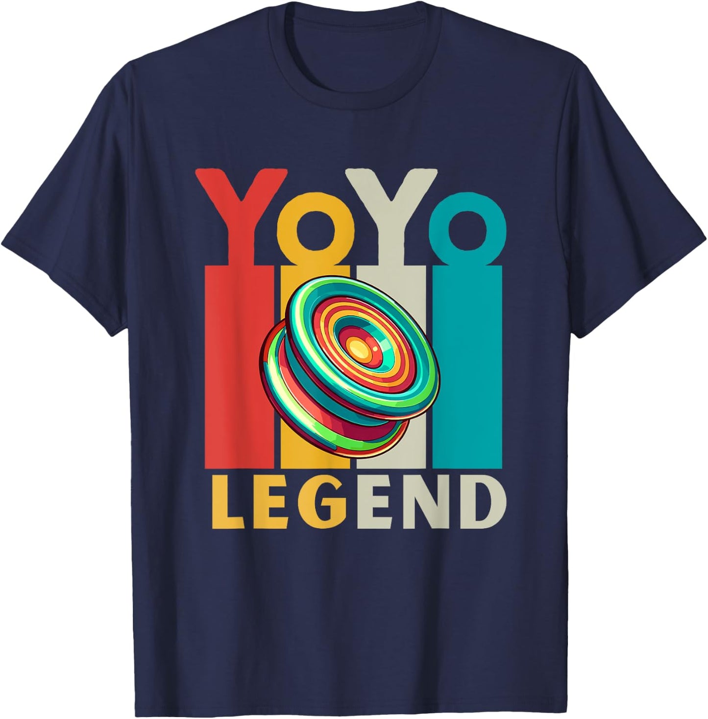Yo-Yo Player Toy | Vintage Lettering Yoyo Legend T-Shirt - T-Shirt | Navy