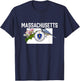 Massachusetts US State Flag With State Bird & Flower T-Shirt - T-Shirt | Navy