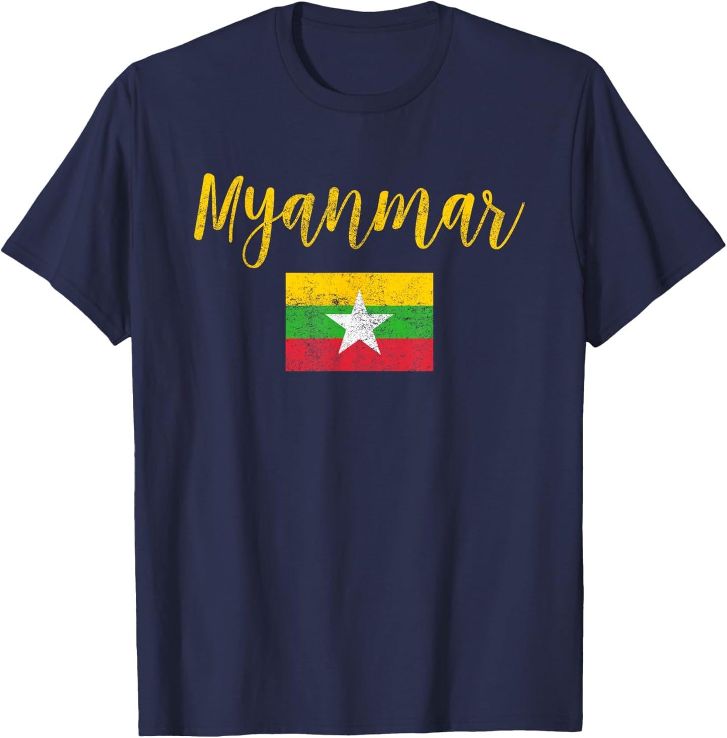 Myanmar Myanmar Flag Vintage T-Shirt - T-Shirt | Navy