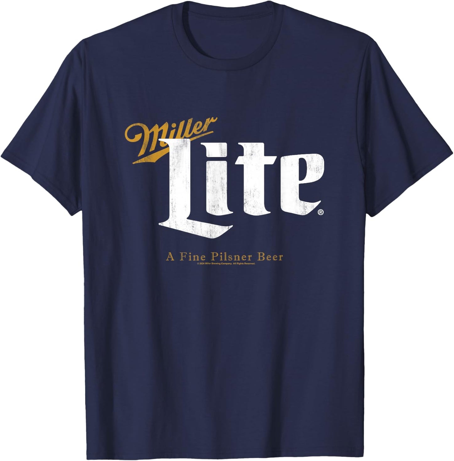 Miller Lite A Fine Pilsner Vintage Gold Beer Label T-Shirt - T-Shirt | Navy