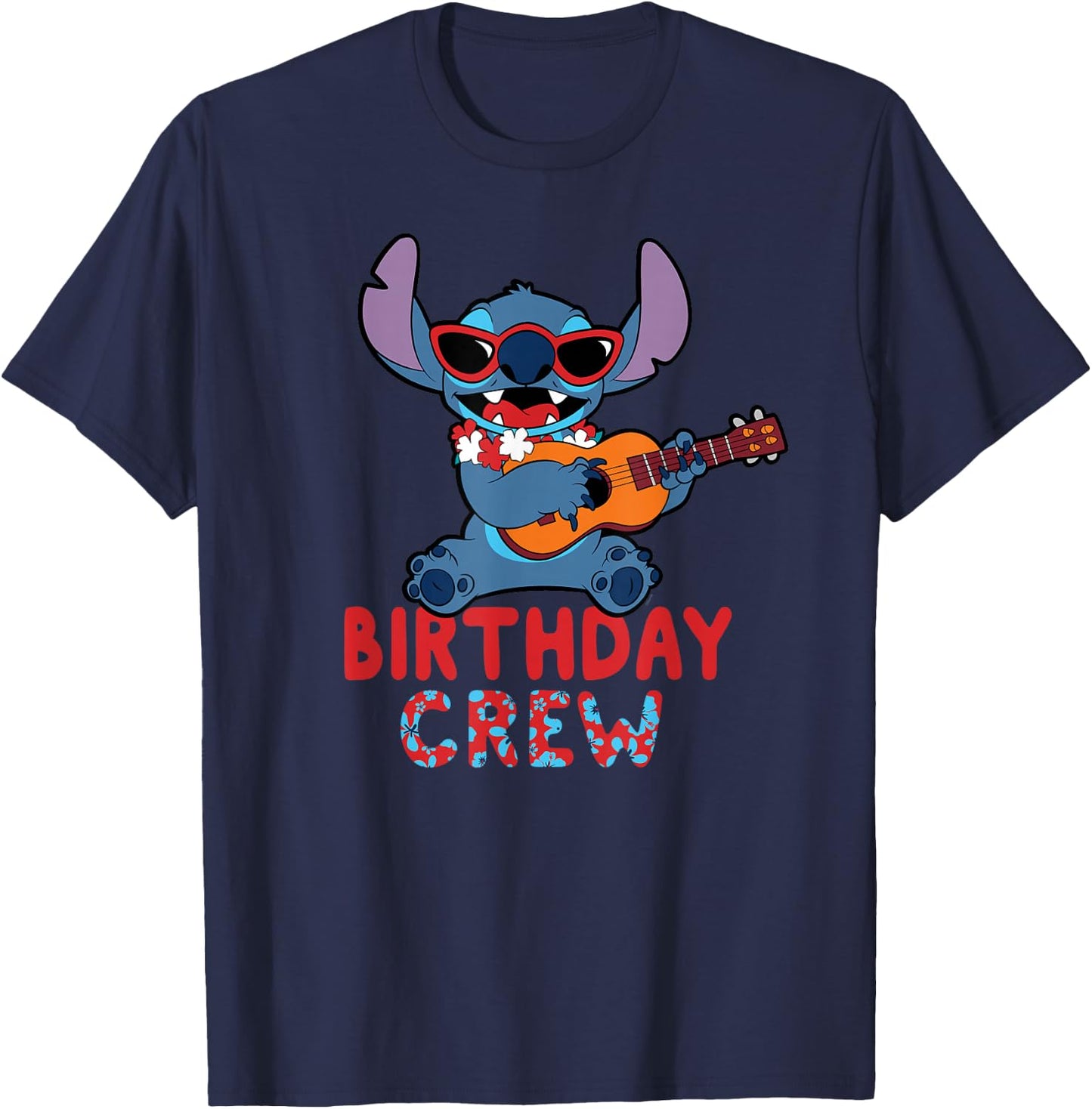 Disney Lilo & Stitch Tropical Birthday Crew Party Matching T-Shirt - T-Shirt | Navy