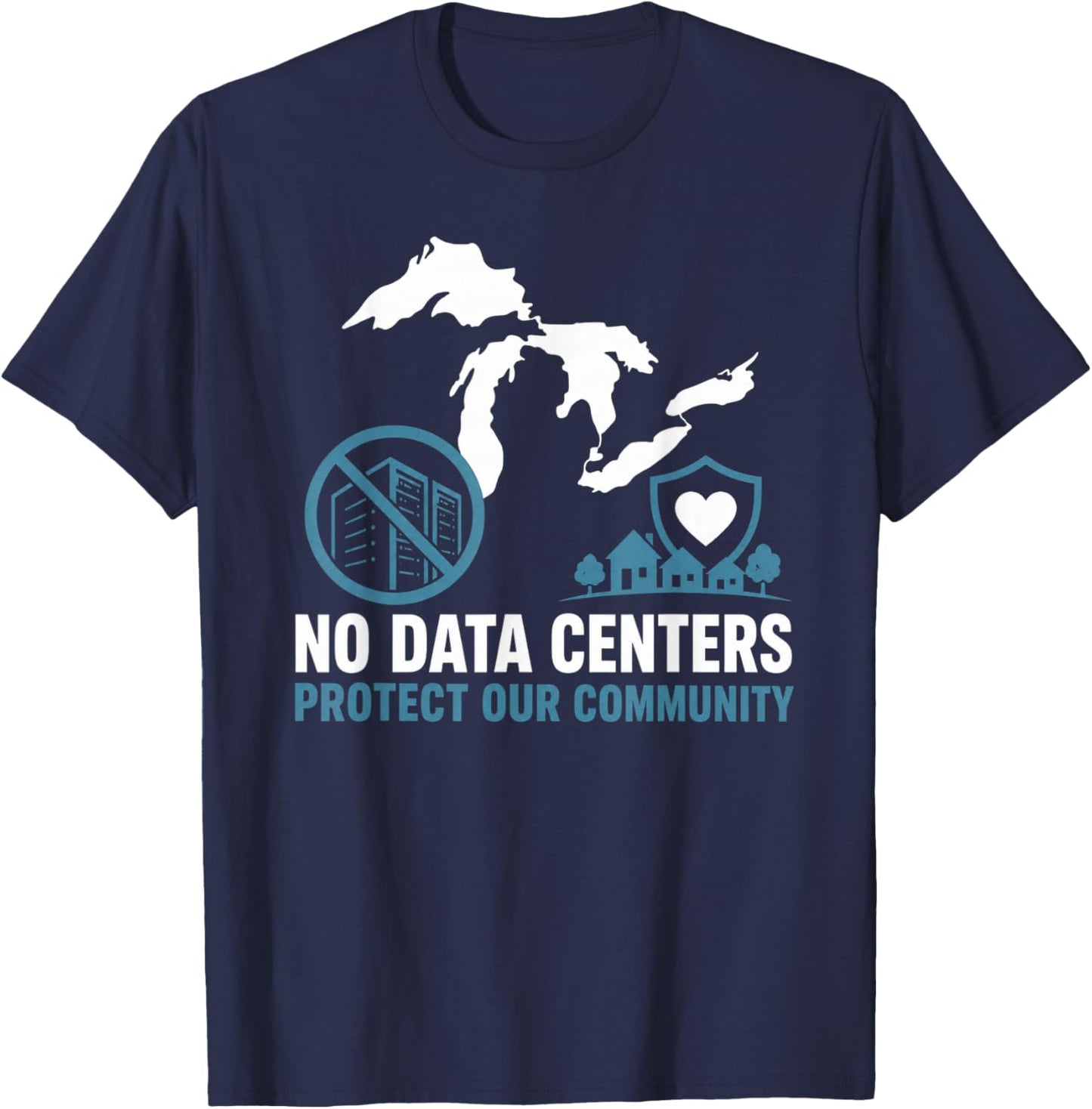 No Data Centers Protect Our Community Retro T-Shirt - T-Shirt | Navy
