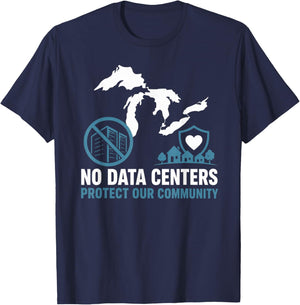 No Data Centers Protect Our Community Retro T-Shirt - T-Shirt | Navy