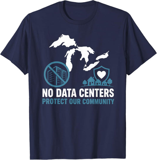 No Data Centers Protect Our Community Retro T-Shirt - T-Shirt | Navy