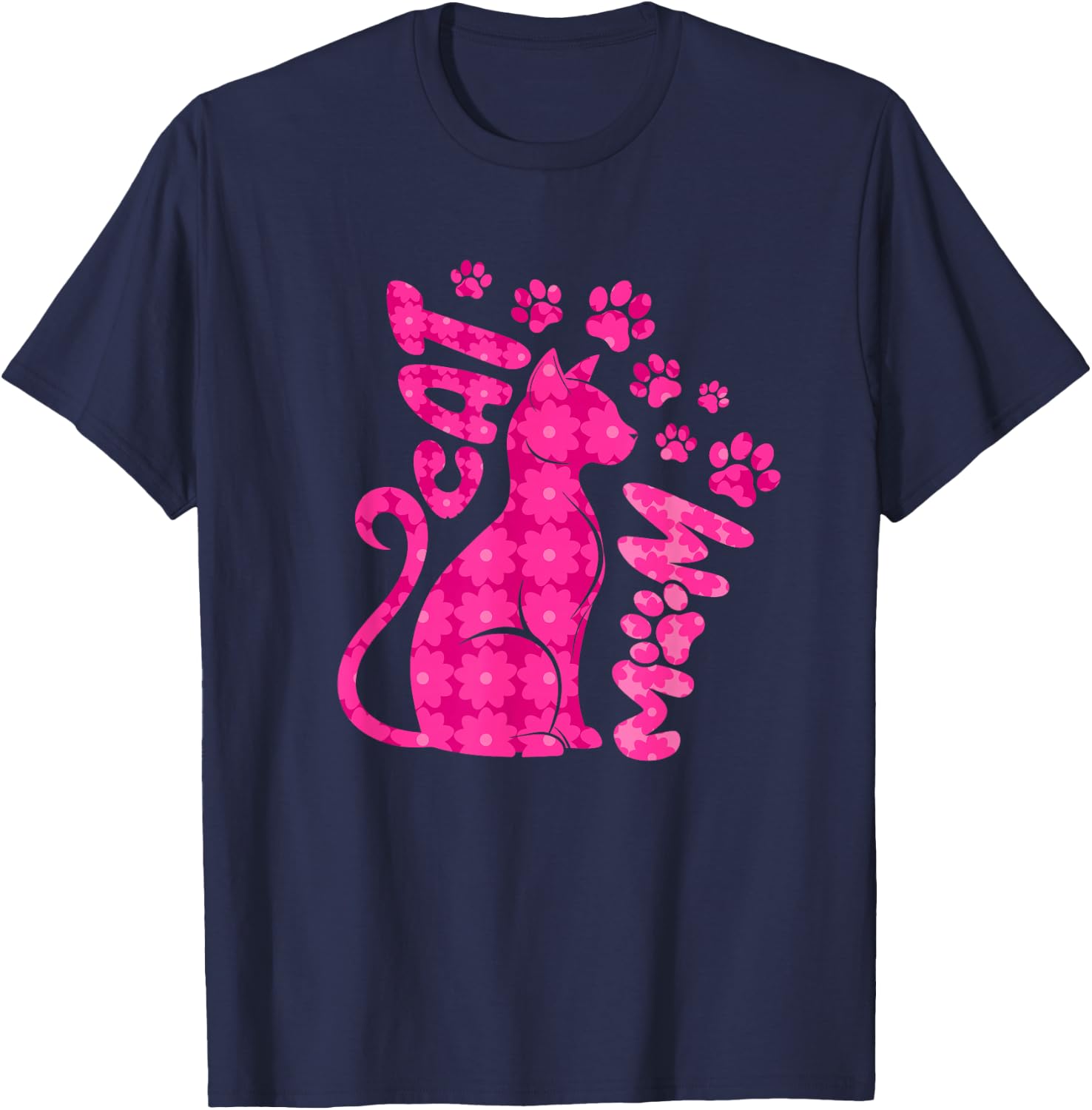 Cat Mom Happy Mothers Day For Cat Lovers Family Matching T-Shirt - T-Shirt | Navy
