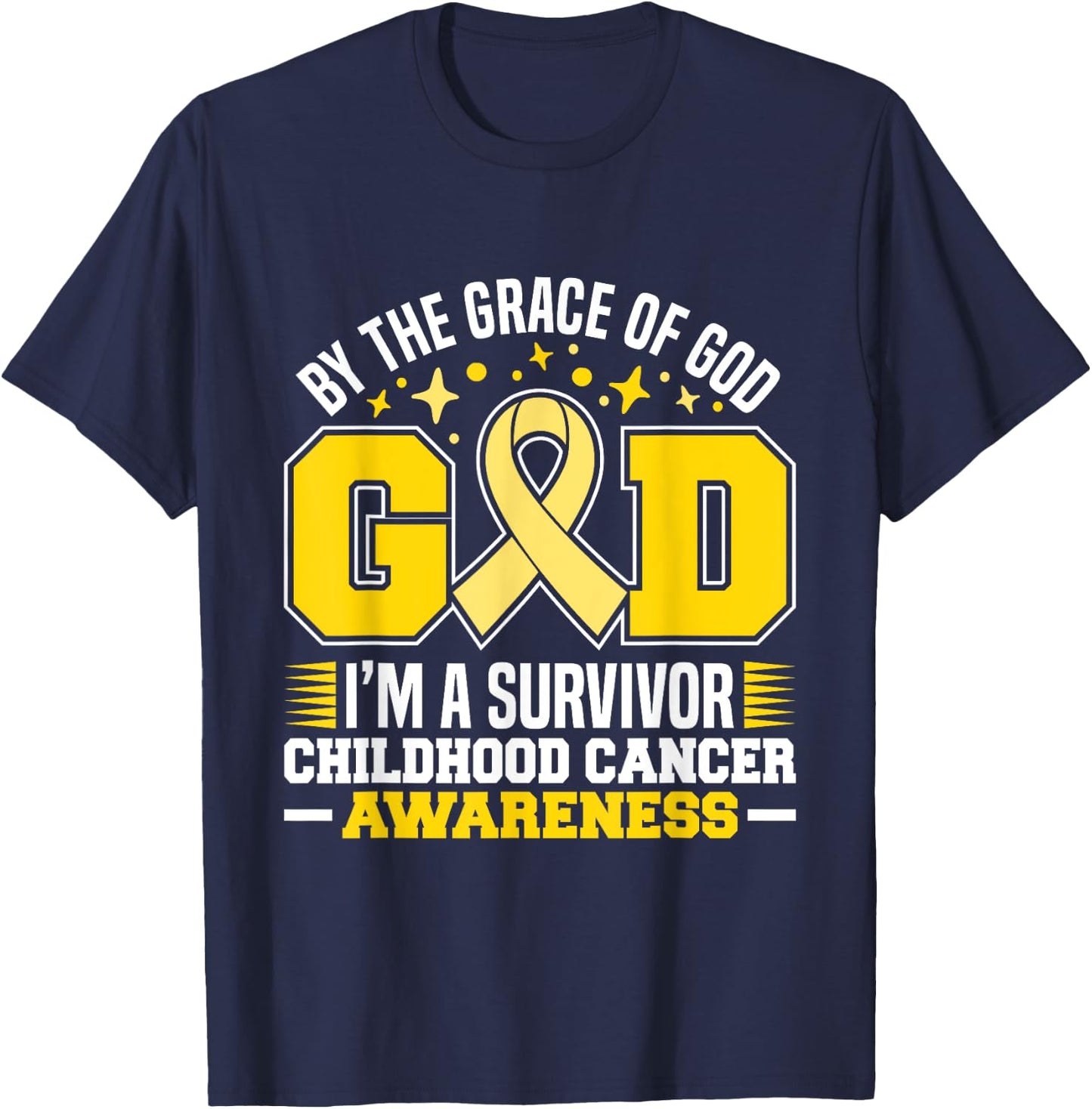 By The Grace God I'm A Survivor Childhood Cancer Survivor T-Shirt - T-Shirt | Navy