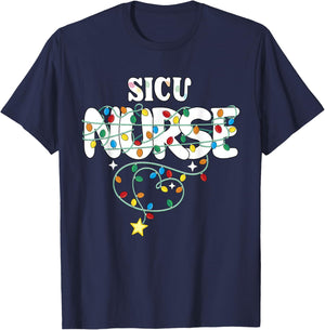 SICU Nurse Christmas Surgical ICU Nursing NP RN Squad T-Shirt - T-Shirt | Navy