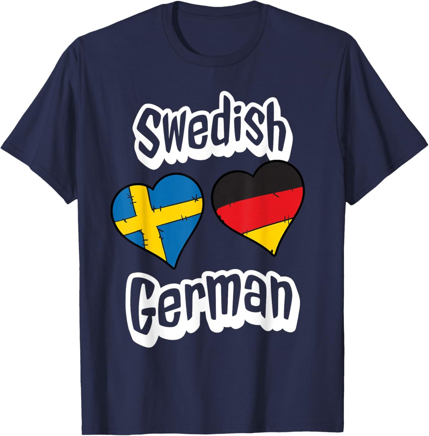 Swedish German Flag Heart Combo Sweden Germany T-Shirt - T-Shirt | Navy