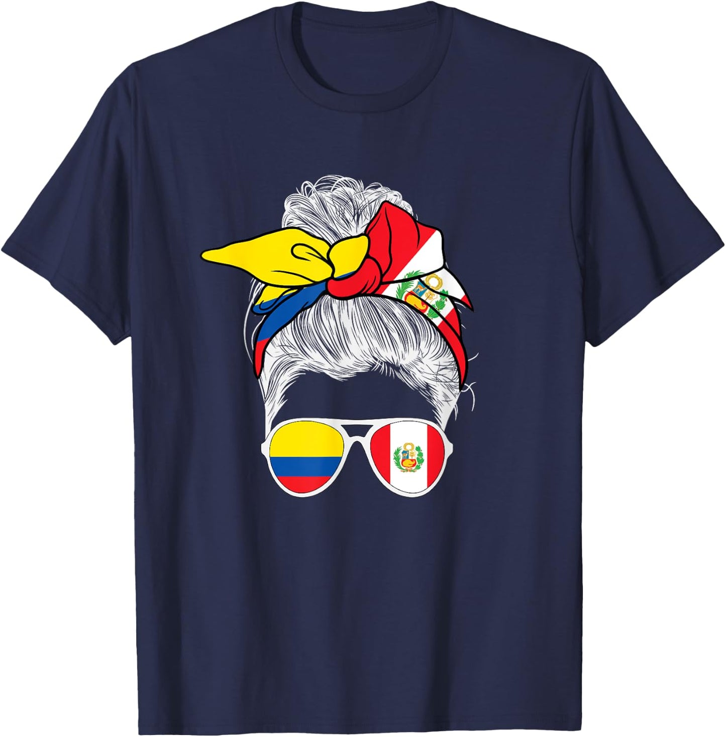 Peru Colombia Flag Hispanic Herritage Peruvian Colombia Girl T-Shirt - T-Shirt | Navy