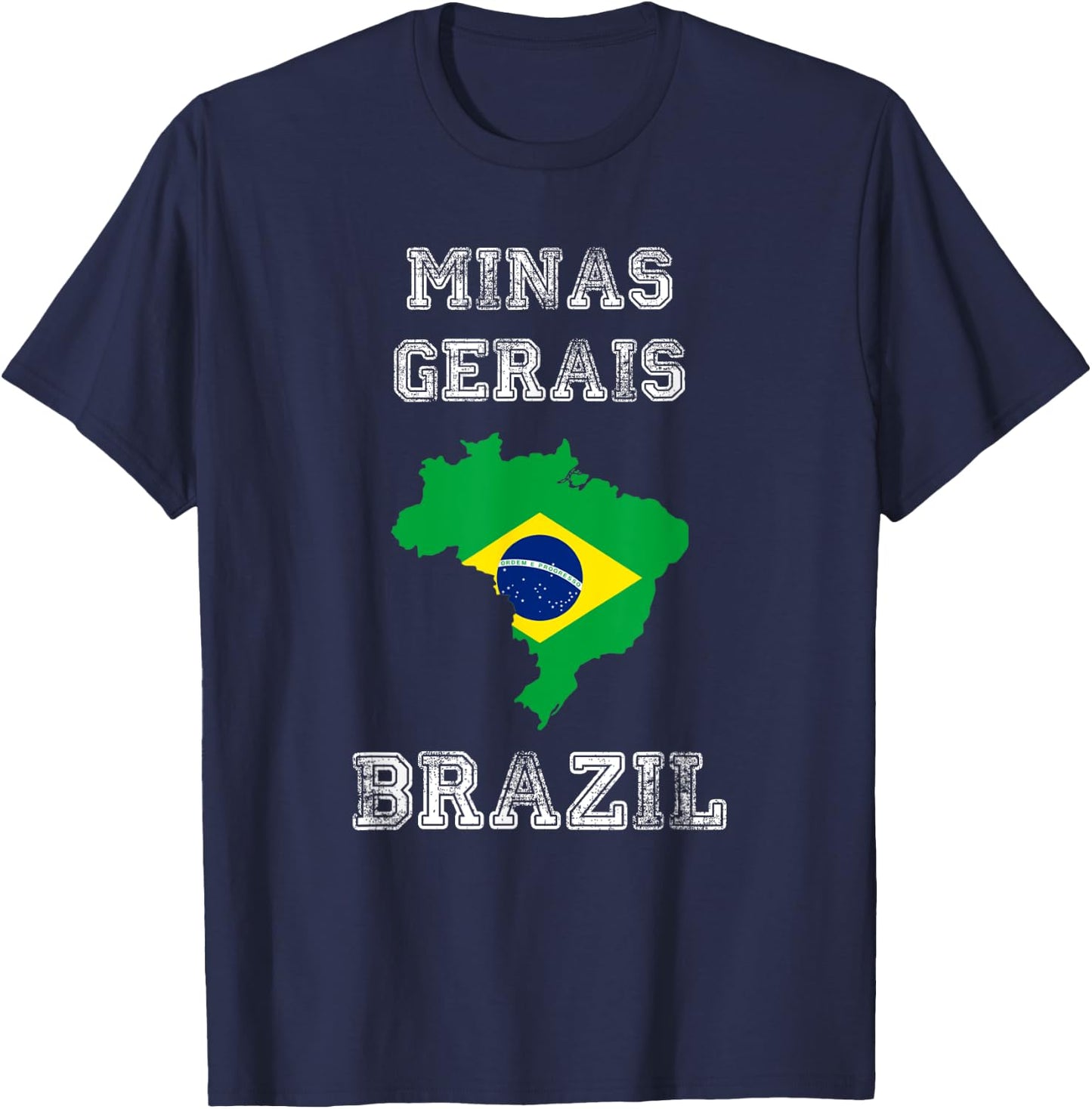 Brazil Distressed Flag Minas Gerais Pride T-Shirt - T-Shirt | Navy