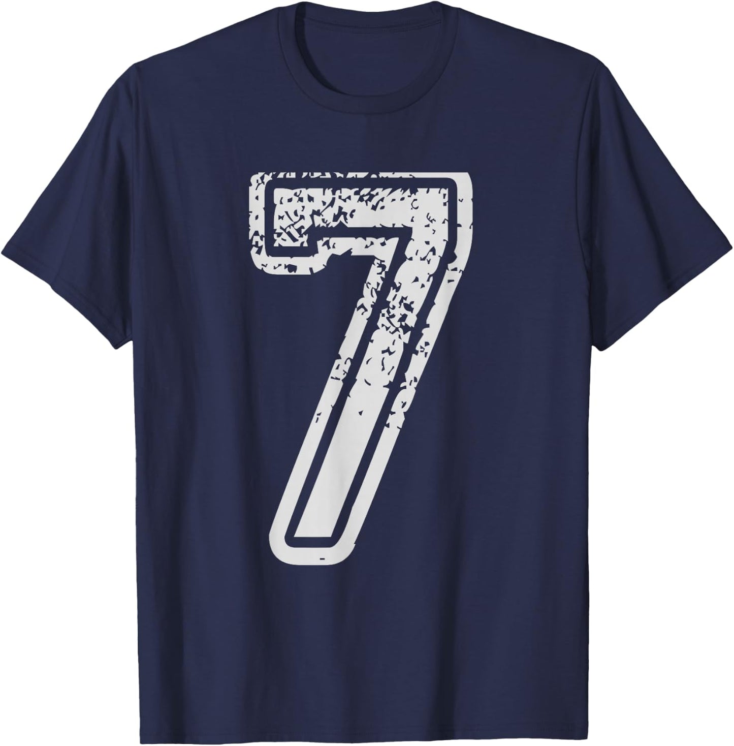 Team Jersey Uniforms Number 7 seven School Sports Birthdays T-Shirt - T-Shirt | Navy