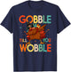 Gobble Till You Wobble Vintage Retro Thanksgiving Turkey T-Shirt - T-Shirt | Navy