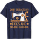 Easily Distracted By Dogs And Sewing Machines Sewer Quilting T-Shirt - T-Shirt | Navy