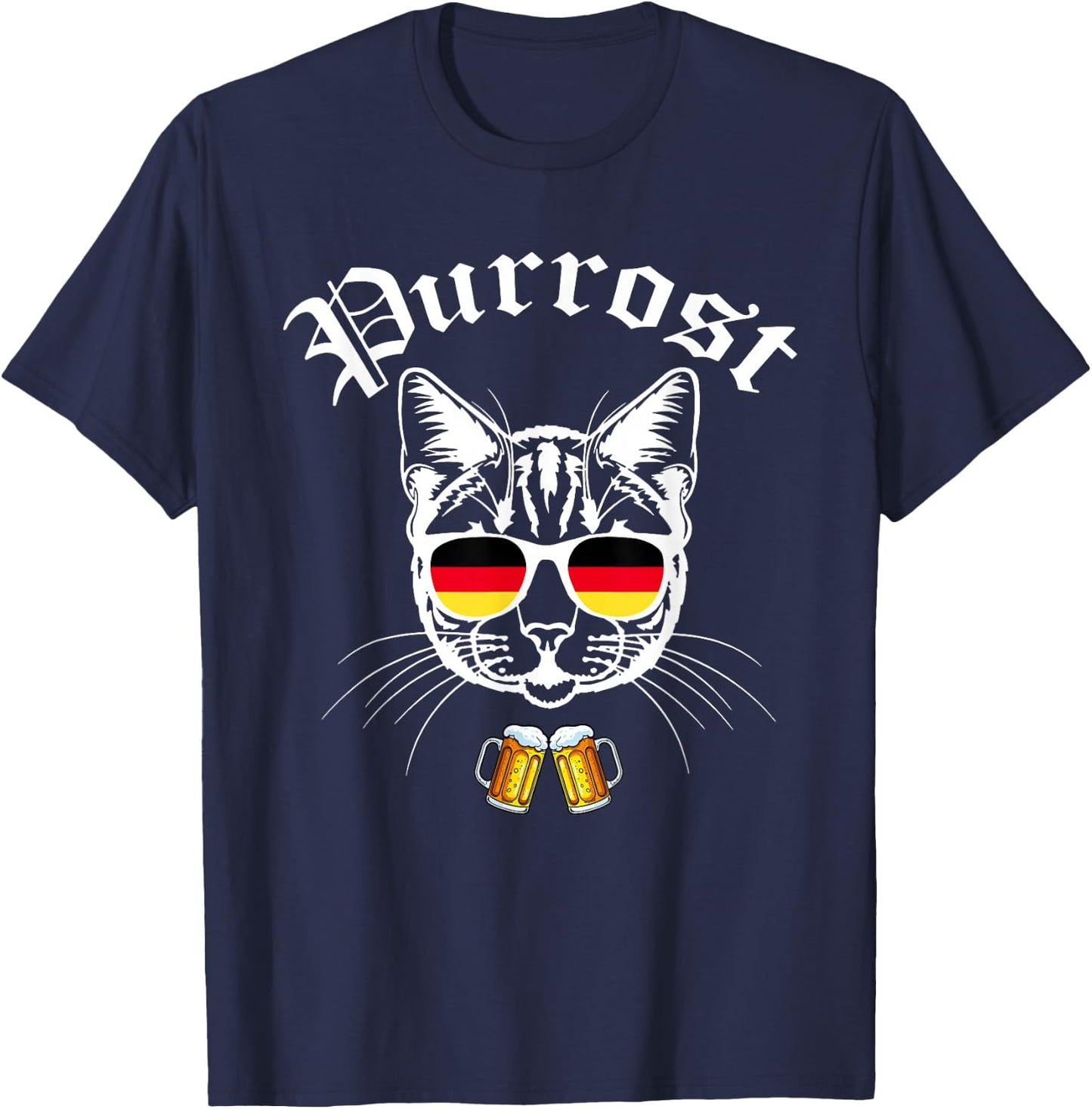 Oktoberfest Prost Funny German Flag Pun Purrost Cat Festival T-Shirt - T-Shirt | Navy