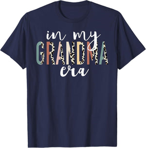 In My Grandma Era Leopard Letter Print Funny Gifts Grandma T-Shirt - T-Shirt | Navy