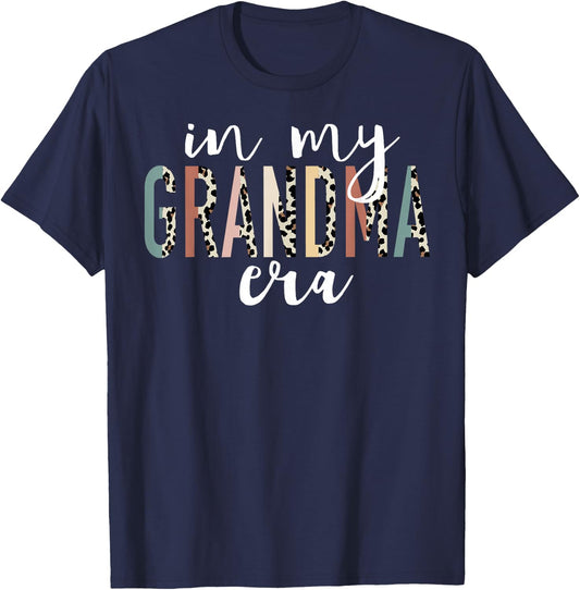In My Grandma Era Leopard Letter Print Funny Gifts Grandma T-Shirt - T-Shirt | Navy