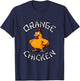 Redds Threads Orange Chicken -Adults Black Small Short Sleeve Classic Fit 100% Polyester Fun Cartoon Mandarin Collar Modern Unique Graphic Design T-Shirt - T-Shirt | Navy