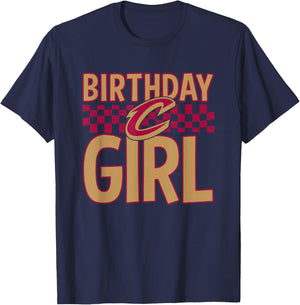 NBA Cleveland Cavaliers Birthday Girl Checkered Logo T-Shirt - T-Shirt | Navy