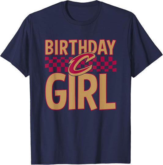 NBA Cleveland Cavaliers Birthday Girl Checkered Logo T-Shirt - T-Shirt | Navy
