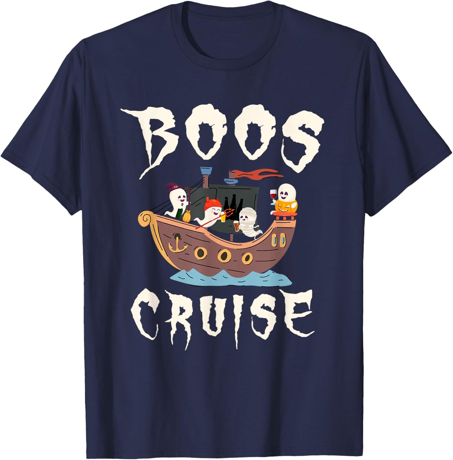 Halloween Party Wine Beer Drinking Boos Cruise T-Shirt - T-Shirt | Navy