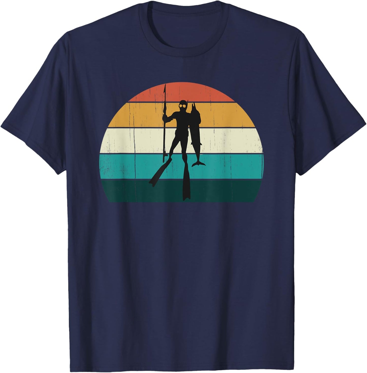 Retro Spearfishing Diver: Vintage Fisherman / Fishing Diving T-Shirt - T-Shirt | Navy