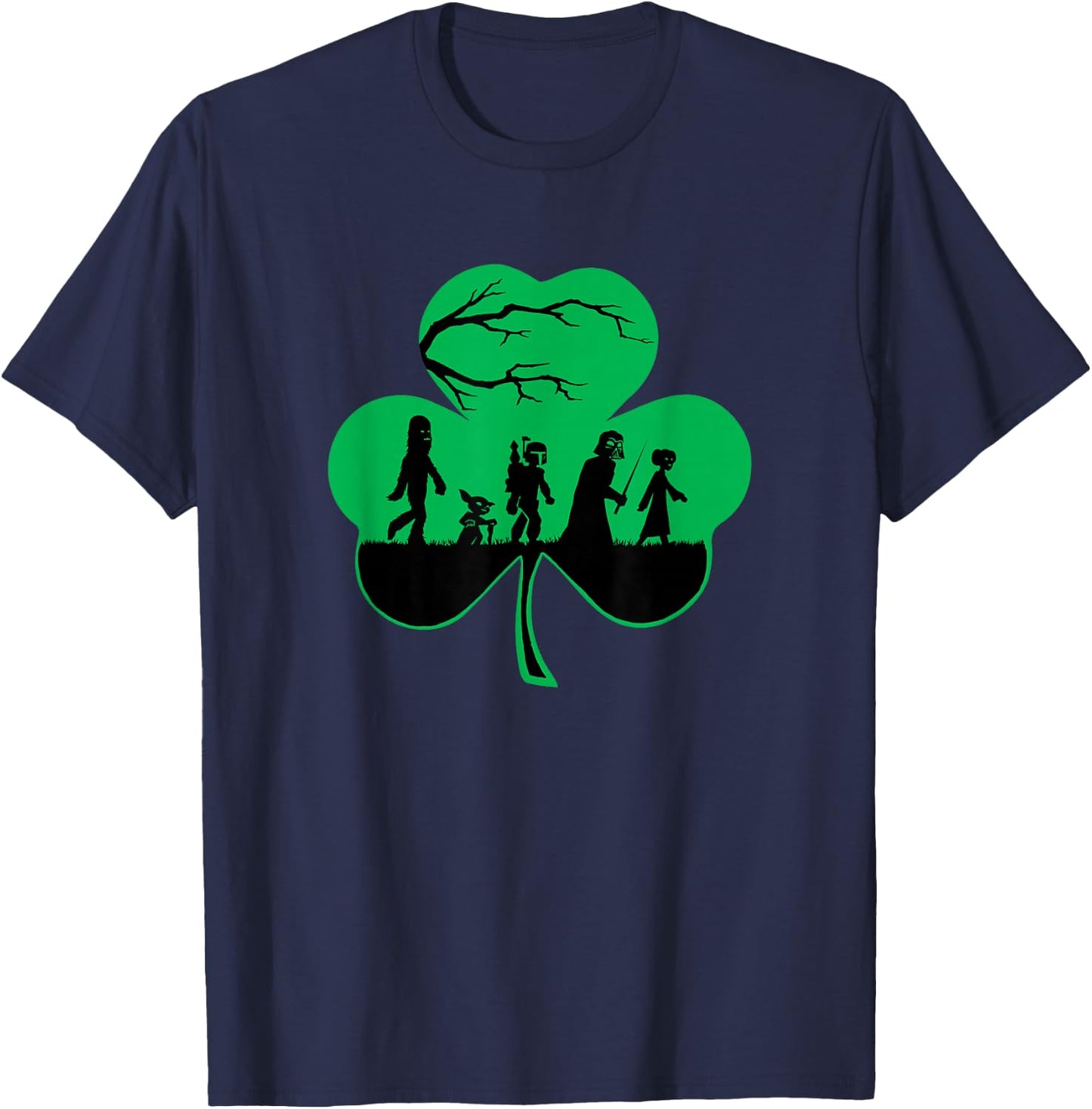 Star Wars Characters Silhouettes Shamrock St. Patrick's Day T-Shirt - T-Shirt | Navy