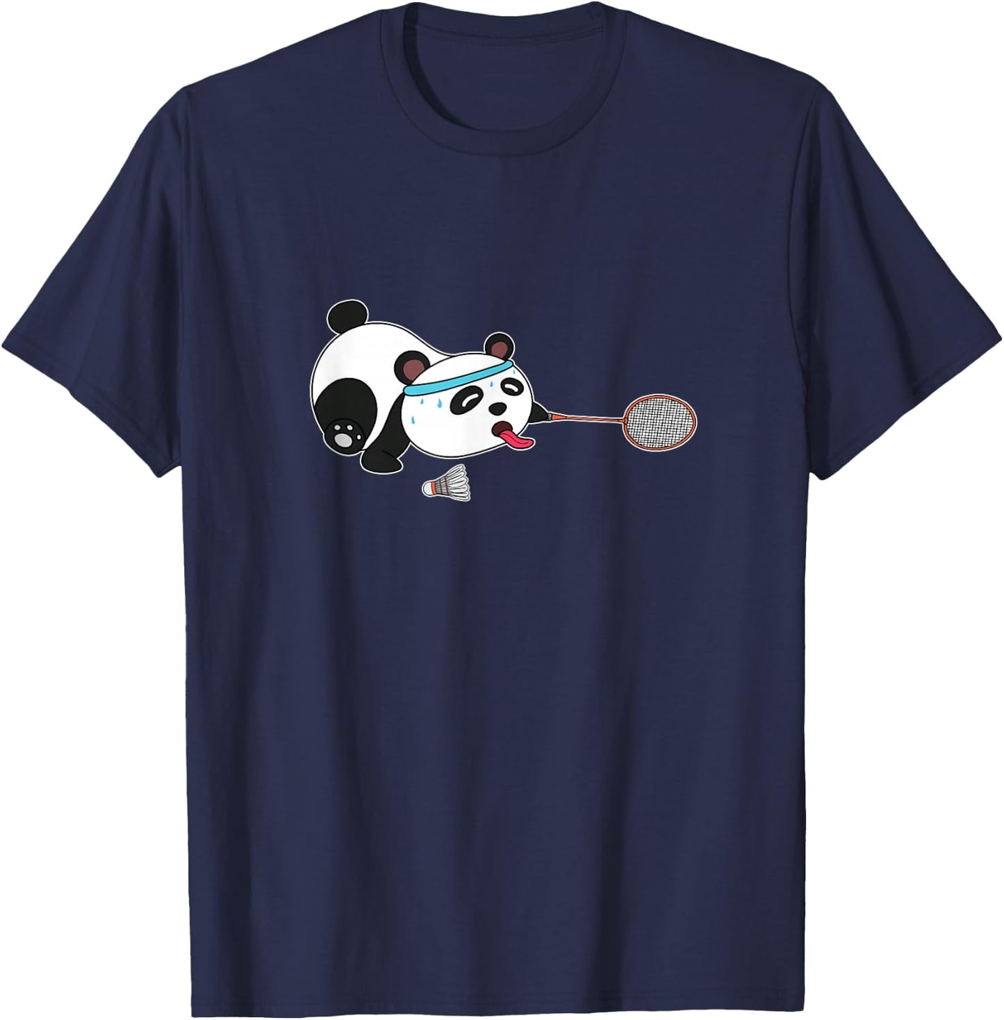 Panda Animals Badminton Shuttlecocks T-Shirt - T-Shirt | Navy