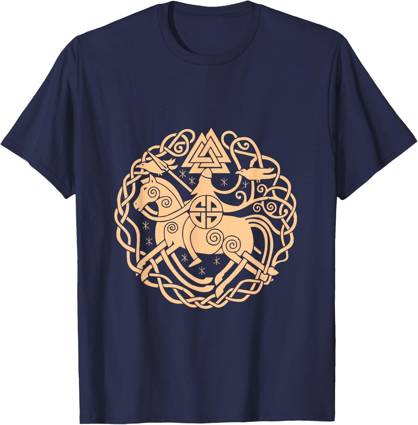 Viking Symbols Horse Valhalla Scandinavia Raven Gift T-Shirt - T-Shirt | Navy