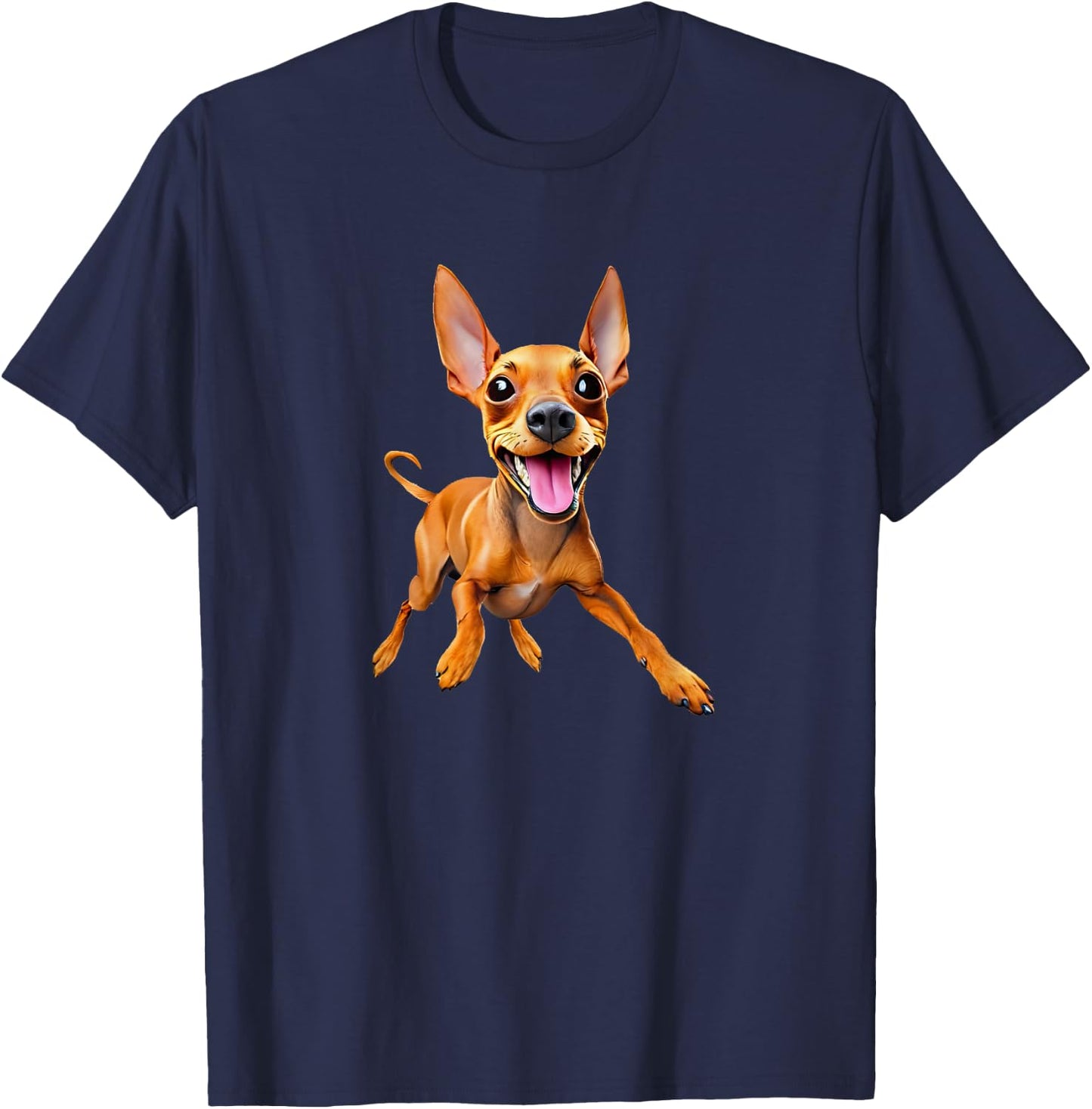 Minpin miniature pinscher min pin puppy dog dad mom kids pet T-Shirt - T-Shirt | Navy