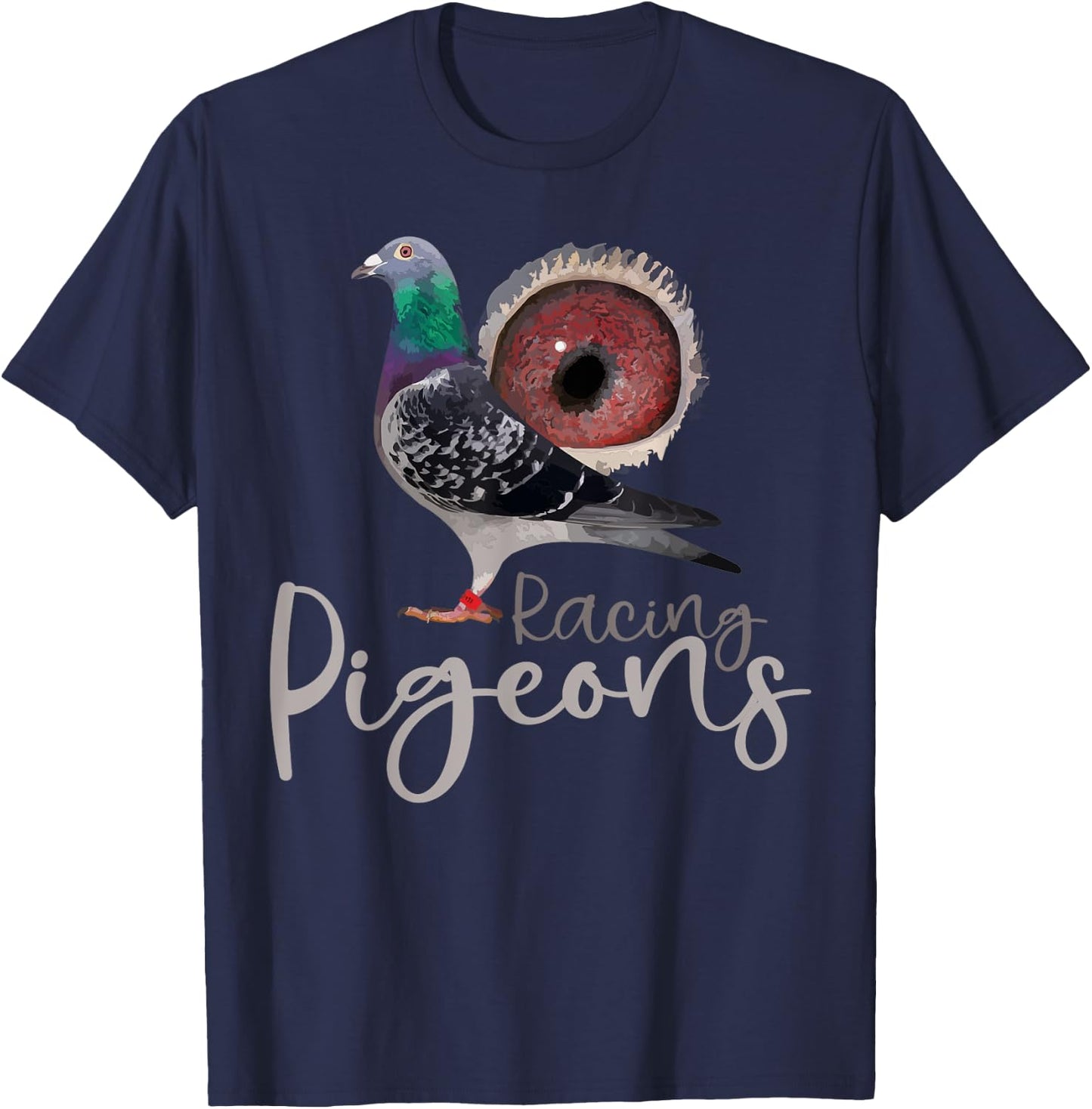 Funny Racing Pigeons of the World or Pigeons Racing , Small, Black T-Shirt - T-Shirt | Navy